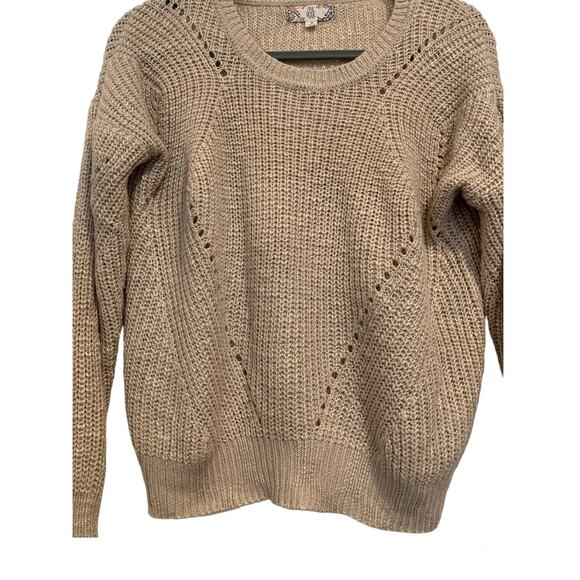 Pink Rose - Light Weight Knit Sweater - Tan - Size Medium Top - Picture 3 of 6